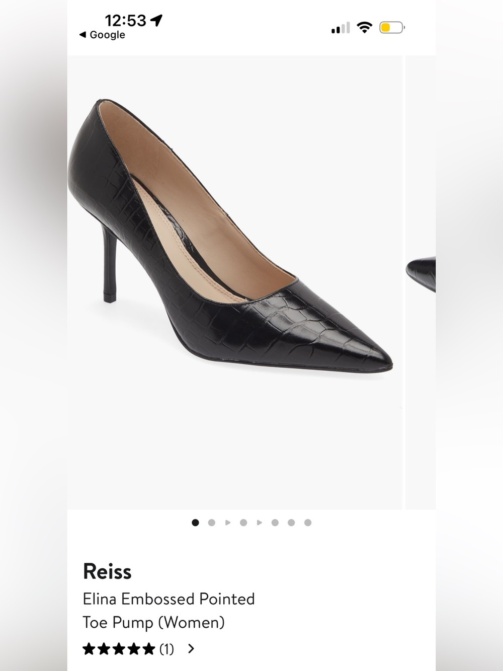 Classic Black Embossed Pointed Toe Pumps - Reiss Elina